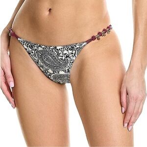 New! Vix Asha String Beaded Bikini Bottom Paisley Black White